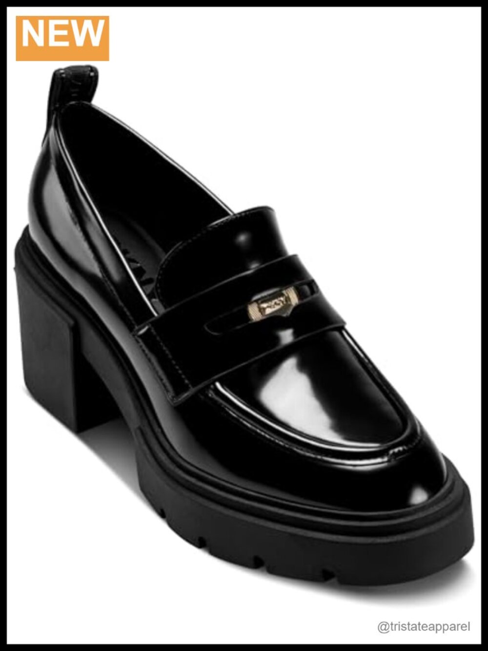 DKNY Tovella Heeled Platform Loafer Leather Slip-On